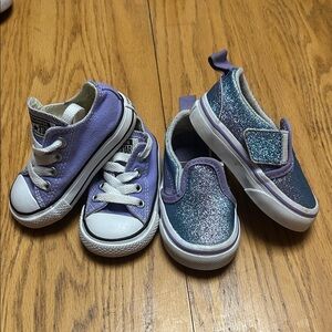 Converse Kids Lavender and vans Glitter Sneakers